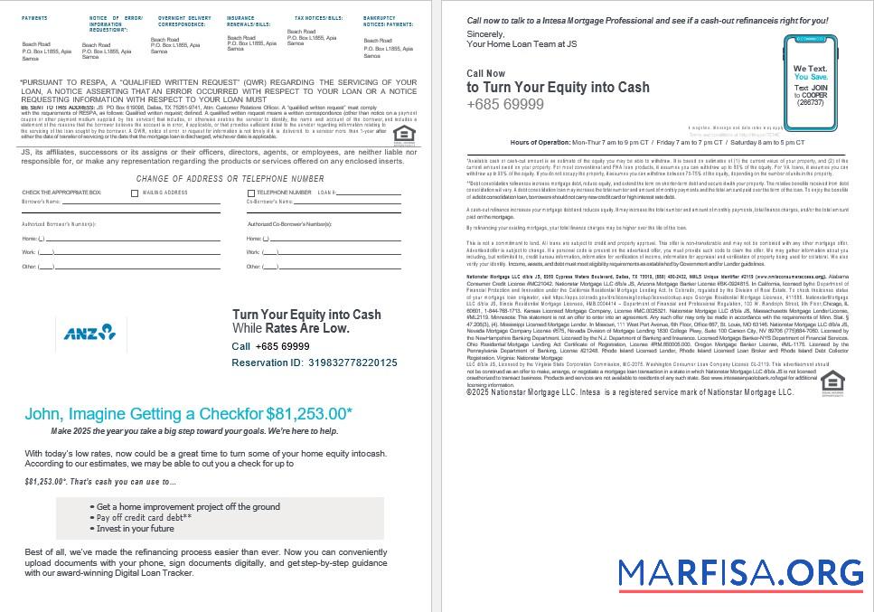 Downloadable Samoa ANZ bank bank mortgage statement in Word and PDF formats 3 4 sample